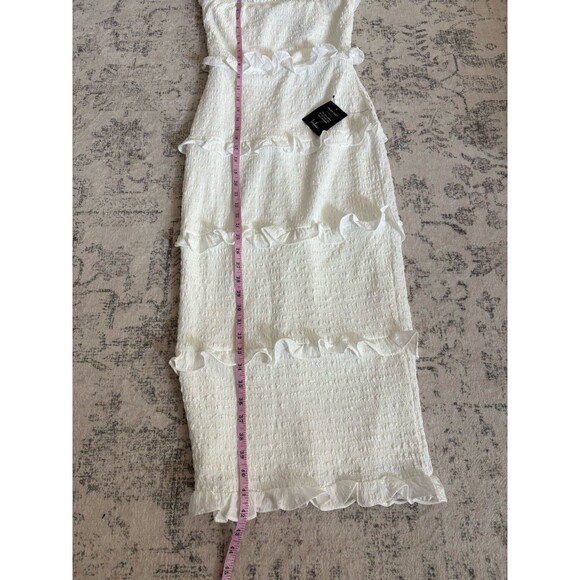 Lulus Eye-Catching Presence White Smock Tiered Strapless Midi Dress Small Beach - Picture 5 of 7